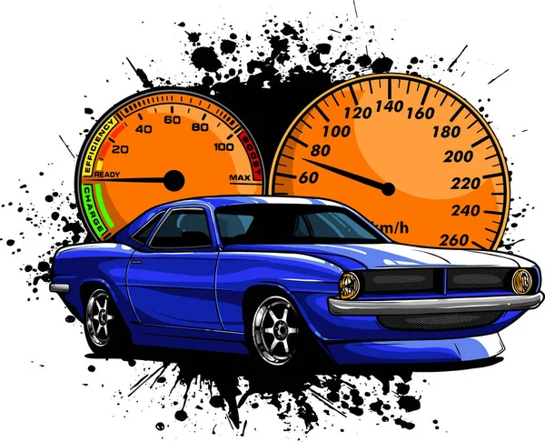 Handzeichnung Von Muscle Car Vektor Illustration — Stockvektor