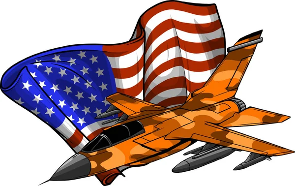 Vector Cartoon Militaire Straaljager Vliegtuig — Stockvector