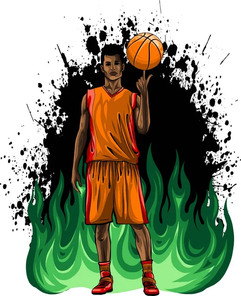 Vektor Illustration Von Basketballspieler Ball — Stockvektor