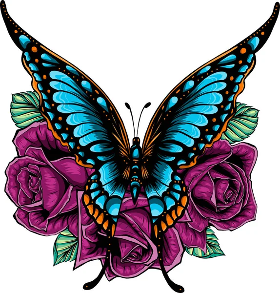 Бабочка Разноцветными Крыльями Векторная Иллюстрация — стоковый вектор
