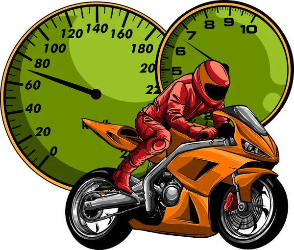 Sportbike Racer Vector Conducción Rápida — Archivo Imágenes Vectoriales