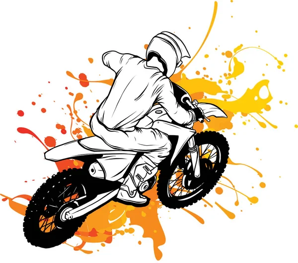 越野摩托车车手骑越野摩托车 — 图库矢量图片