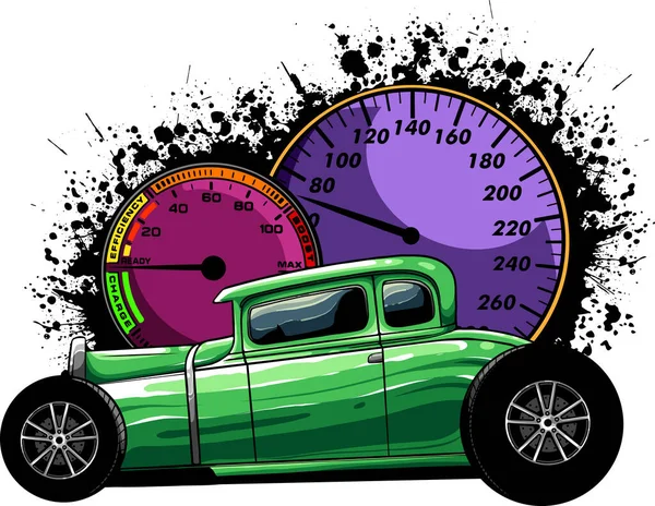 Desenho Ilustração Vetor Carro Haste Quente —  Vetores de Stock