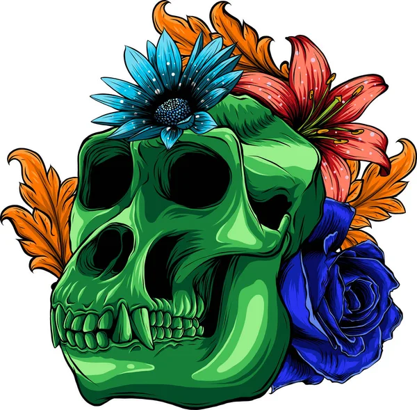 Dessin Coloré Crâne Singe Vecteur — Image vectorielle