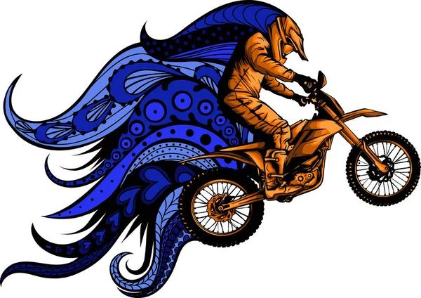 Motocross Rider Montar Moto Motocross — Archivo Imágenes Vectoriales