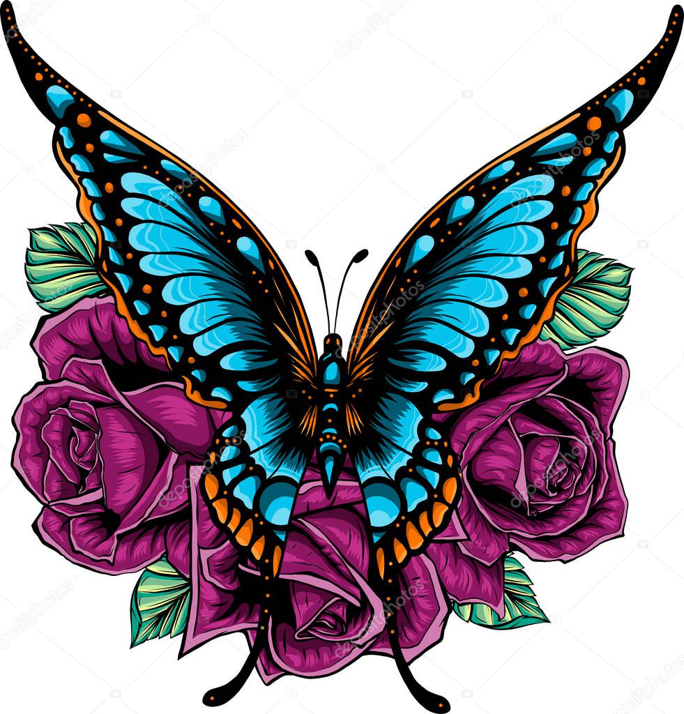 Butterfly with colorful wings. vector illustration