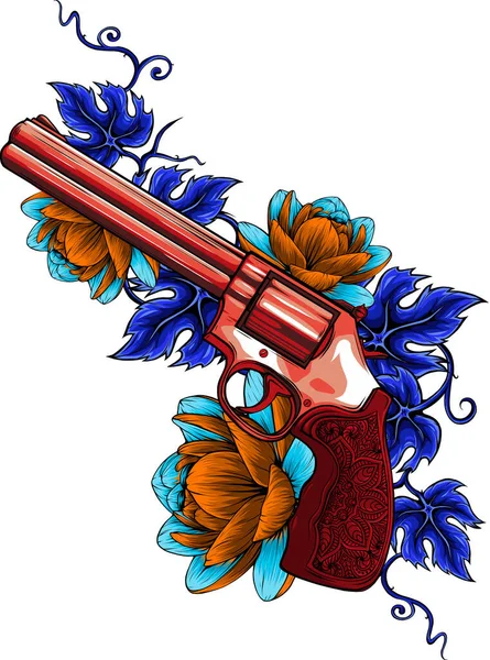 Zeichnen Revolver Von Pistole Vektor Illustration — Stockvektor