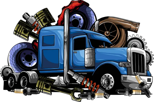Semi Caminhão Veículo Vetor Ilustração — Vetor de Stock