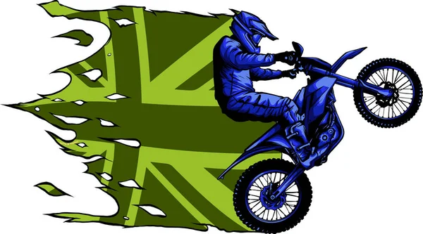 Ilustração monocromática do logotipo do piloto de moto de enduro