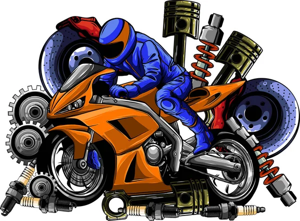 Sportbike Racer Vecteur Équitation Rapide — Image vectorielle