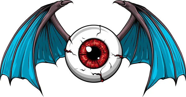 Vector Illustratie Van Tattoo Flying Eyeball — Stockvector