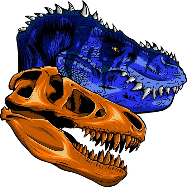 Dinozor Tyrannosaurus Rex Kafatası Vektör Illüstrasyonu — Stok Vektör
