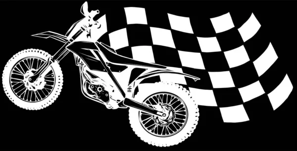 Ilustrasi Vektor Dari Motocross Dan Bendera Ras - Stok Vektor