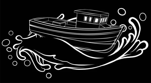 海の上の漁船のイラストデザイン — ストックベクタ