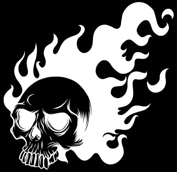Crâne Feu Avec Vecteur Flammes — Image vectorielle