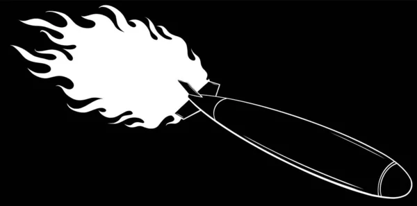 弹道导弹矢量图标 在黑色背景上孤立的卡通矢量图标 — 图库矢量图片