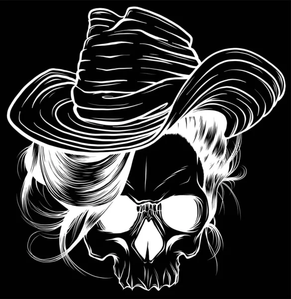 Vectorillustratie Van Skull Cowboy — Stockvector