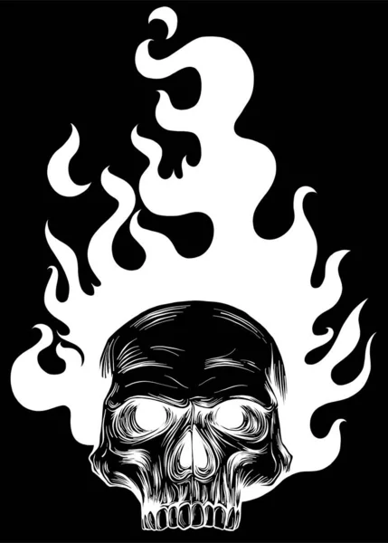Feu Crâne Avec Des Flammes Illustration Vectorielle — Image vectorielle