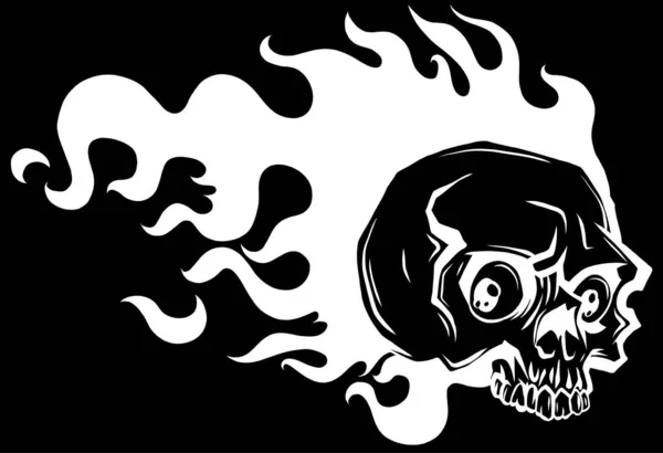 Skull Fire Flames Vector Illustration — Stock Vector