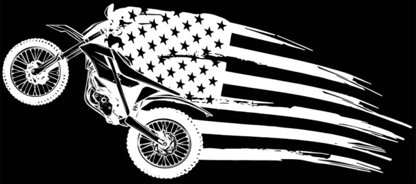 Motocross Sport Amerikai Zászlóval — Stock Vector