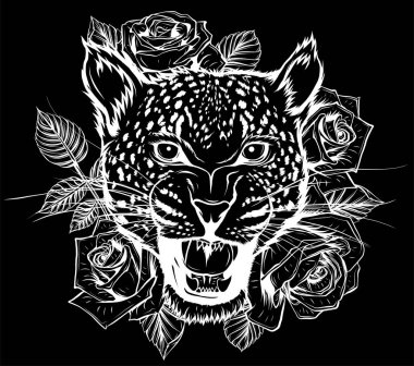 Leopar başlığının vektör illüstrasyonu