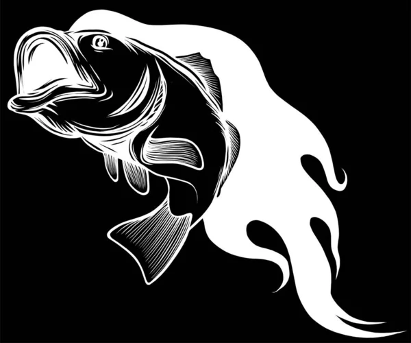 Pesce Verde Naturale Bass Nell Illustrazione — Vettoriale Stock