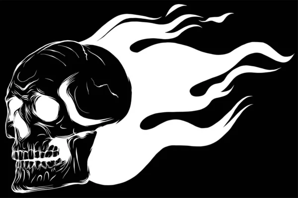Crâne Feu Avec Vecteur Flammes — Image vectorielle