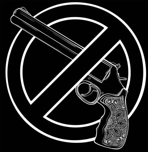 Tilos Nincs Fegyver Kerek Jel Fekete Háttérrel Elszigetelve Szabályozási Figyelmeztető — Stock Vector