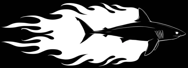 Köpekbalığı Soyut Alev Hiddetli Denizci Avcısı — Stok Vektör