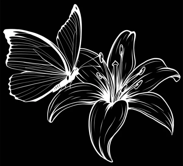 Butterflly Flower Vector Illustration — 스톡 벡터