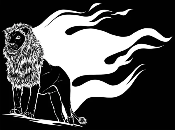 Ilustracja Wektorowa Projektu Lion Flame Trail — Wektor stockowy