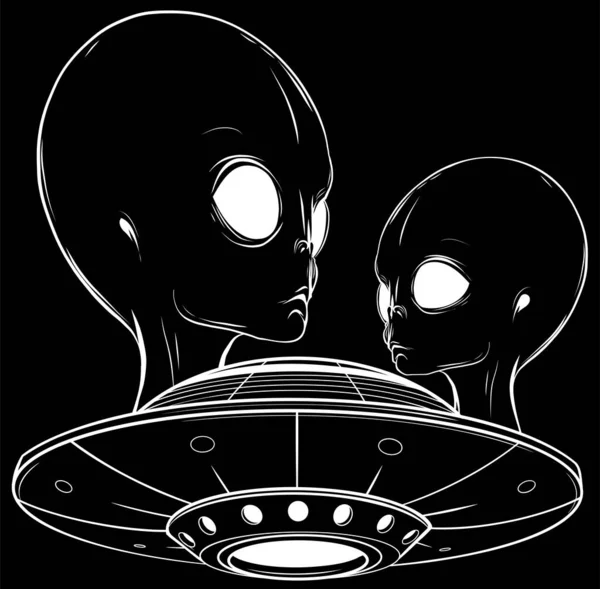 Ilustración Linda Del Icono Del Vector Historieta Del Ufo Alien — Archivo Imágenes Vectoriales
