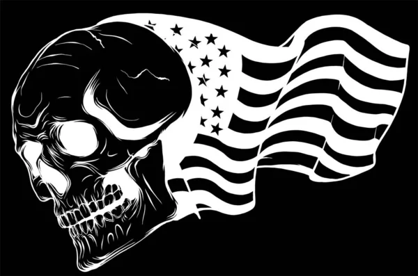 Amerikanische Flagge Totenkopf Vektor Illustration — Stockvektor