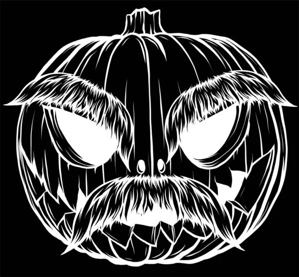 Halloween Pumpa Med Mustasch Vektor Illustration — Stock vektor