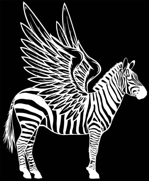 Wektor Cute Zebra Skrzydłami Odizolowane Zwierzę — Wektor stockowy