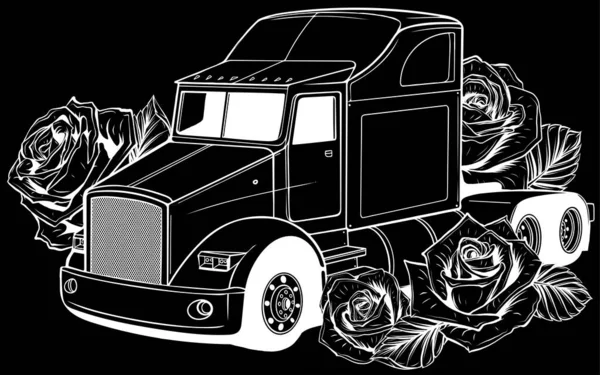 Camião Americano Clássico Ilustração Vetorial —  Vetores de Stock
