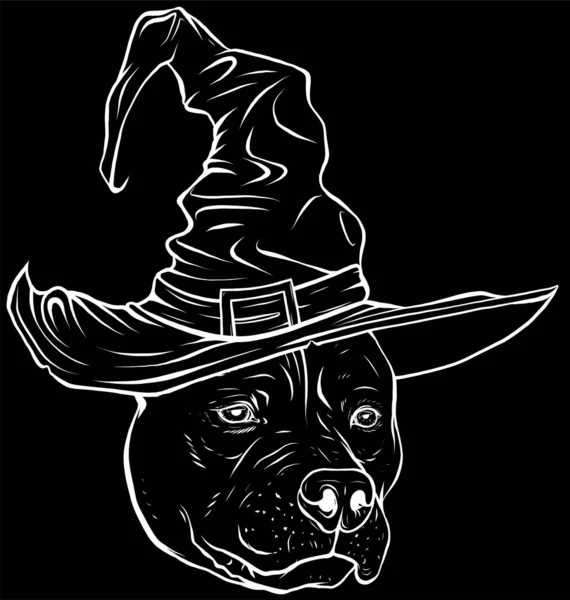 Schattig Hond Gebruik Hoed Wizard Mascotte — Stockvector