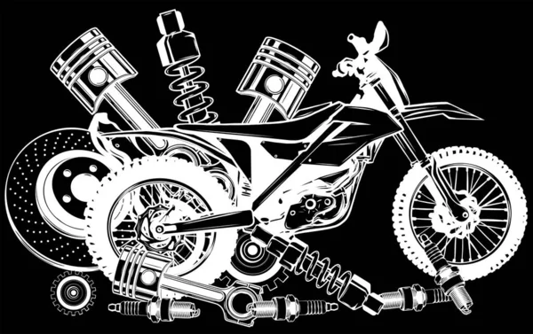 Garáž Motor Kříž Karikatura Vektor Ilustrace — Stockový vektor