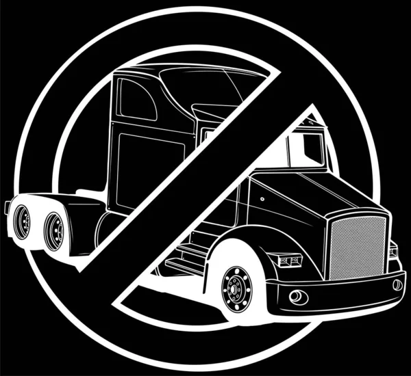 Tiltott Teherautó Biztonsági Jelzőkocsi Tilos Tehergépjármű Forgalmi Táblákat Használni — Stock Vector