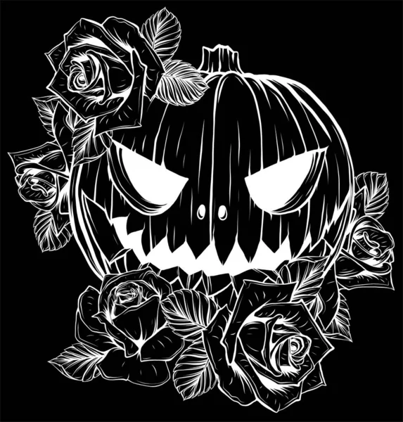 Tök Rózsa Aggódó Halloween Grunge Grafikai Stílus — Stock Vector