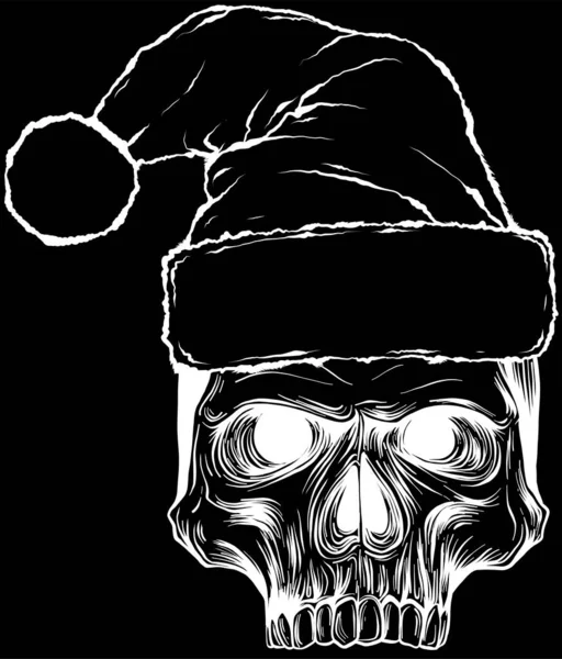 Christmas Skull Hat Vintage Design — Wektor stockowy