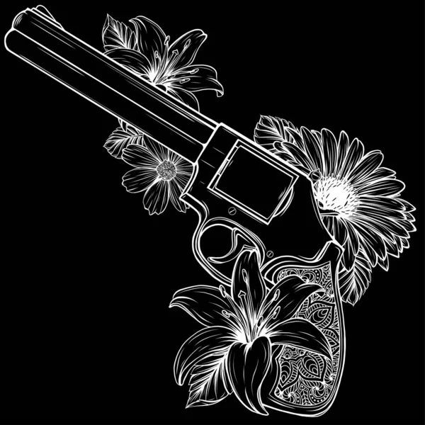 Revolver Virágok Vektor Illusztráció Tervezés — Stock Vector