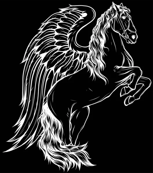 空飛ぶ馬の翼のアイコンカラーイラストマスコットのロゴ — ストックベクタ
