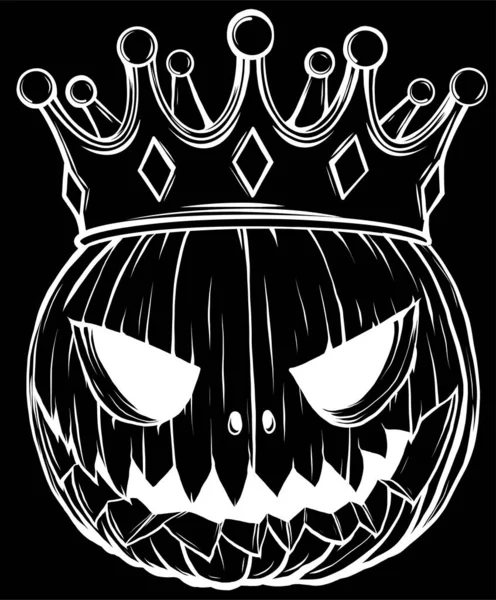 Happy Halloween Pumpkin King Vector Illustration Black Background Digital Hand — 스톡 벡터