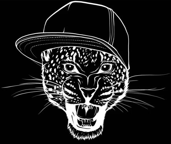 Retrato Leopardo Con Sombrero Pop Cadera — Archivo Imágenes Vectoriales