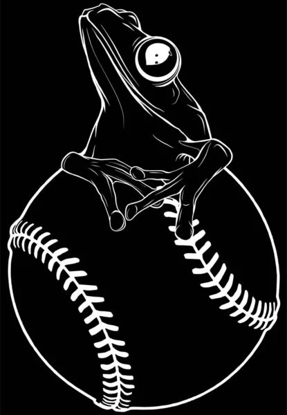 Vector Ilustración Rana Pelota Béisbol — Archivo Imágenes Vectoriales