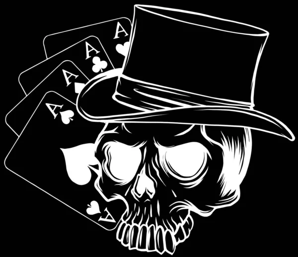 Gentleman Κρανίο Κύλινδρο Καπέλο Διανυσματική Απεικόνιση Μαύρο Φόντο — Διανυσματικό Αρχείο