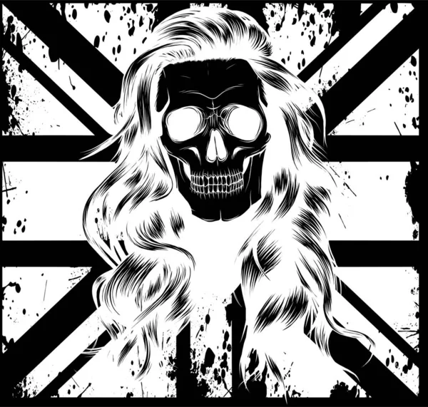 Vector Ilustración Bandera Inglaterra Cráneo Mujer Digital — Vector de stock