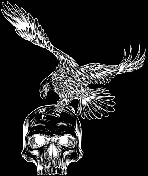 Eagle Human Skull Vector Illustration Design — 스톡 벡터