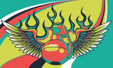 Askeri el bombası. Ordu Patlayıcı Vektör illüstrasyonu